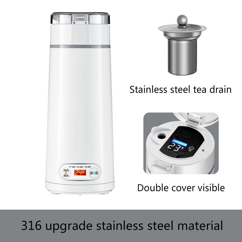Electric heating cup small portable travel electric heating cup 304 stainless steel boiling water cup portable kettle