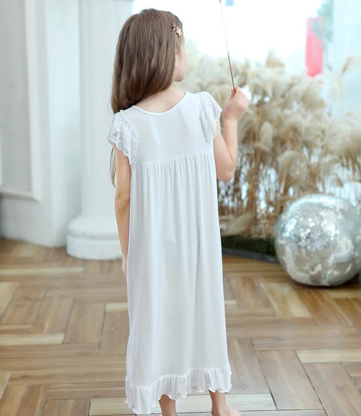 Meisje Pyjama Jurk Zomer Baby Meisjes Wit Nightgowns Jurken Meisje Fly Mouwen Lange Nachtkleding Jurk Kid Sleep Kleding