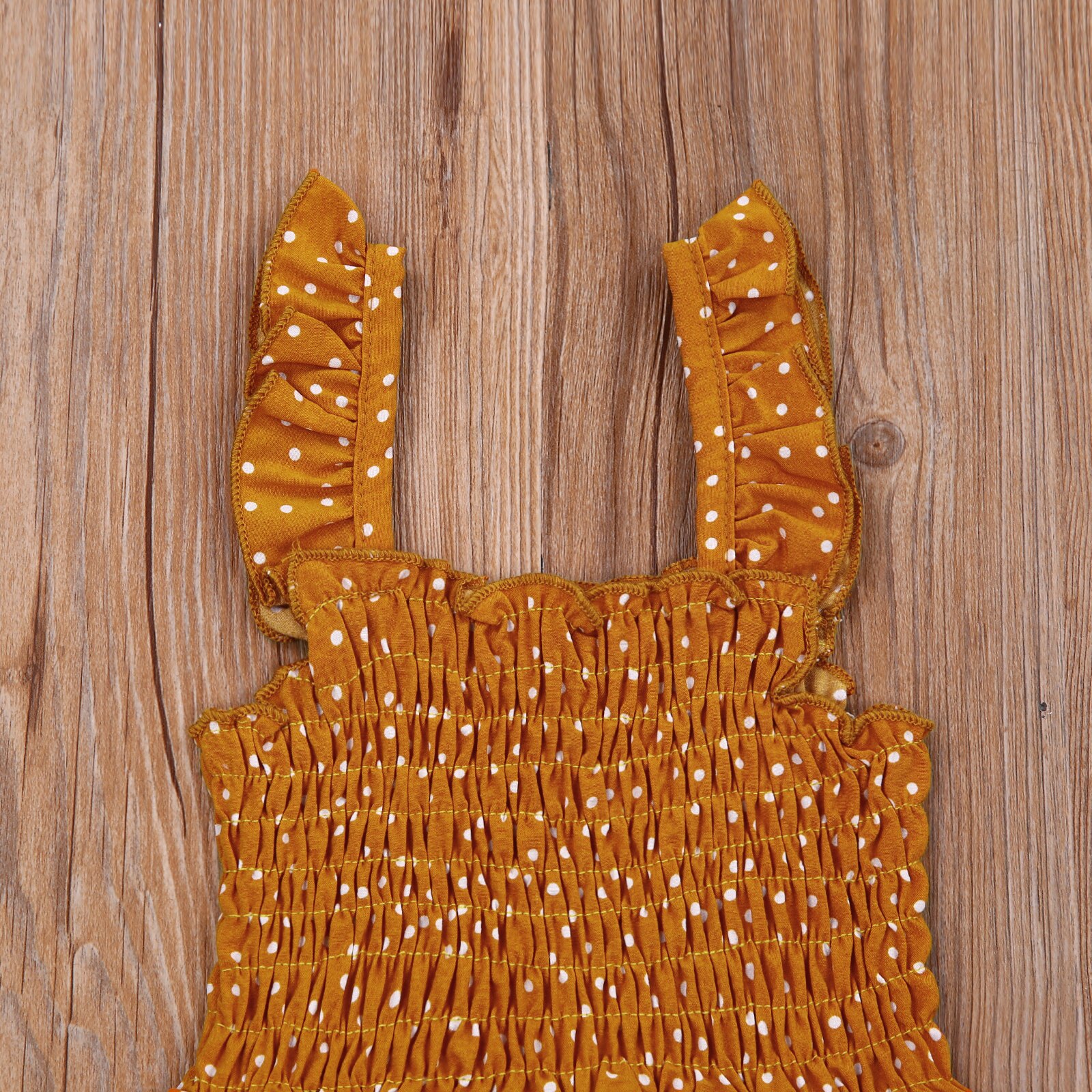 Meisje Zomer Jarretel Jumpsuit Verse Polka Dot Ruches Boothals Een Stuk Lange Broek