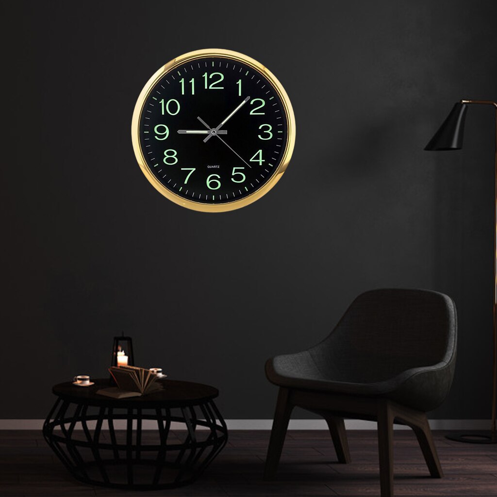 Grande horloge murale lumineuse moderne de 12 pouces, avec veilleuse, décor sans tic-tac