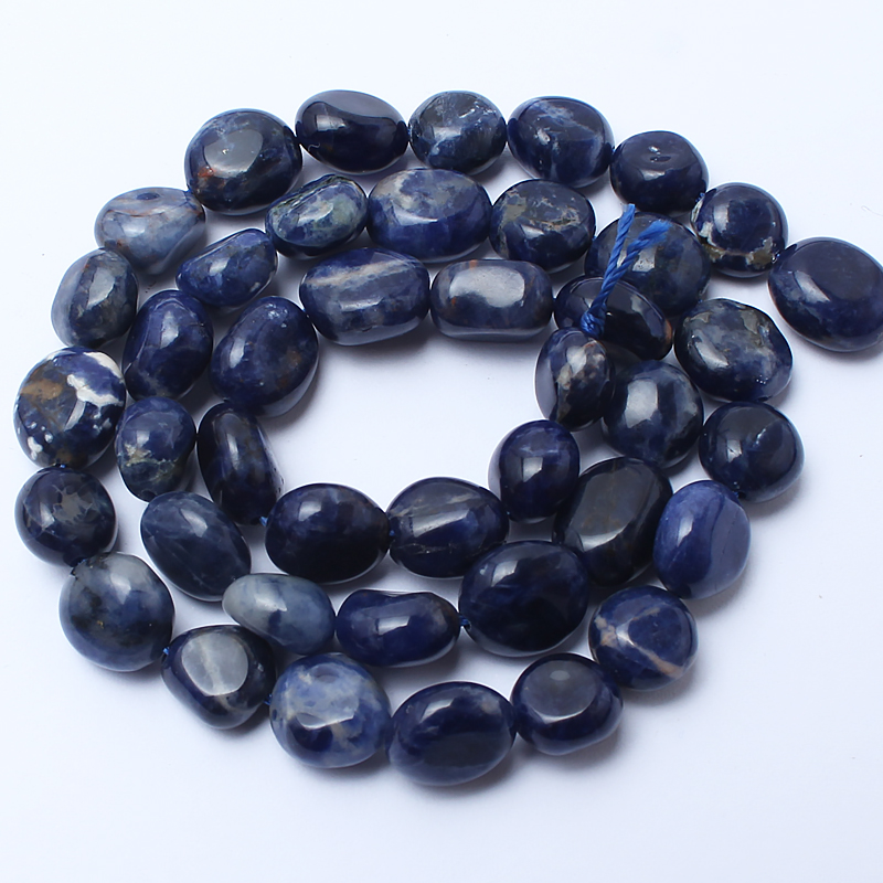 Natursten perler 8-10mm uregelmæssige gamle blå sodalit stenperler til smykkefremstilling armbånd halskæde 15 tommer