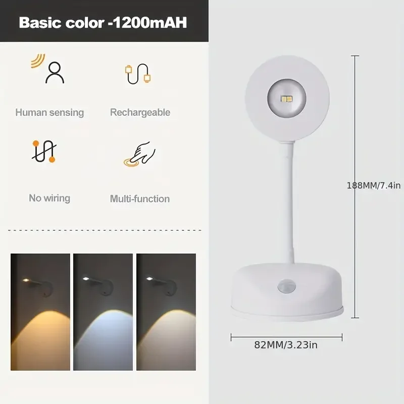 Holofotes usb recarregável inteligente sensor humano sem fio luz de parede regulável led holofote para iluminar pinturas fotos: Vermelho