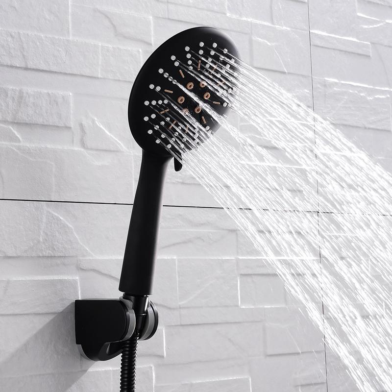 3 Functie Matte Zwarte Hand Held Douchekop Wandmontage Douche Set Met Slang En Douche Houder
