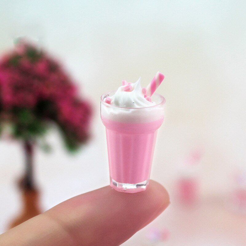 1:12 Resin Dollhouse Mini Lemon Milk Tea Water Cup Kitchen Miniature Dollhouse Accessories Cups Toy Doll House Decoration: H2