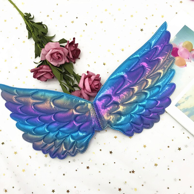 Rainbow Fairy Wings for Kids Unicorn Costume Girls Dress Up Pastel Rainbow Wings Costume Birthday Party Accessories: Blue