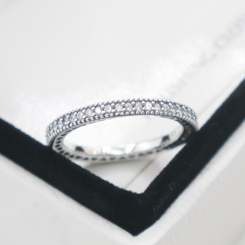 Echt 925 Sterling Silber Pfanne Ring Prinzessin Querlenker Kristall Ringe Für Frauen Hochzeit Party Schmuck