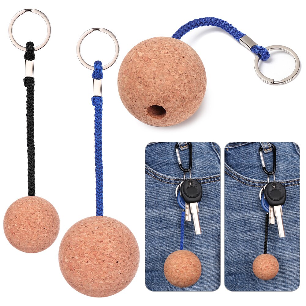 53Mm/35Mm Drijvende Boei Sleutelhanger Houder Kurk Bal Sleutelhanger Voor Water Sport Strand Reizen Vissen Duiken roeiboten