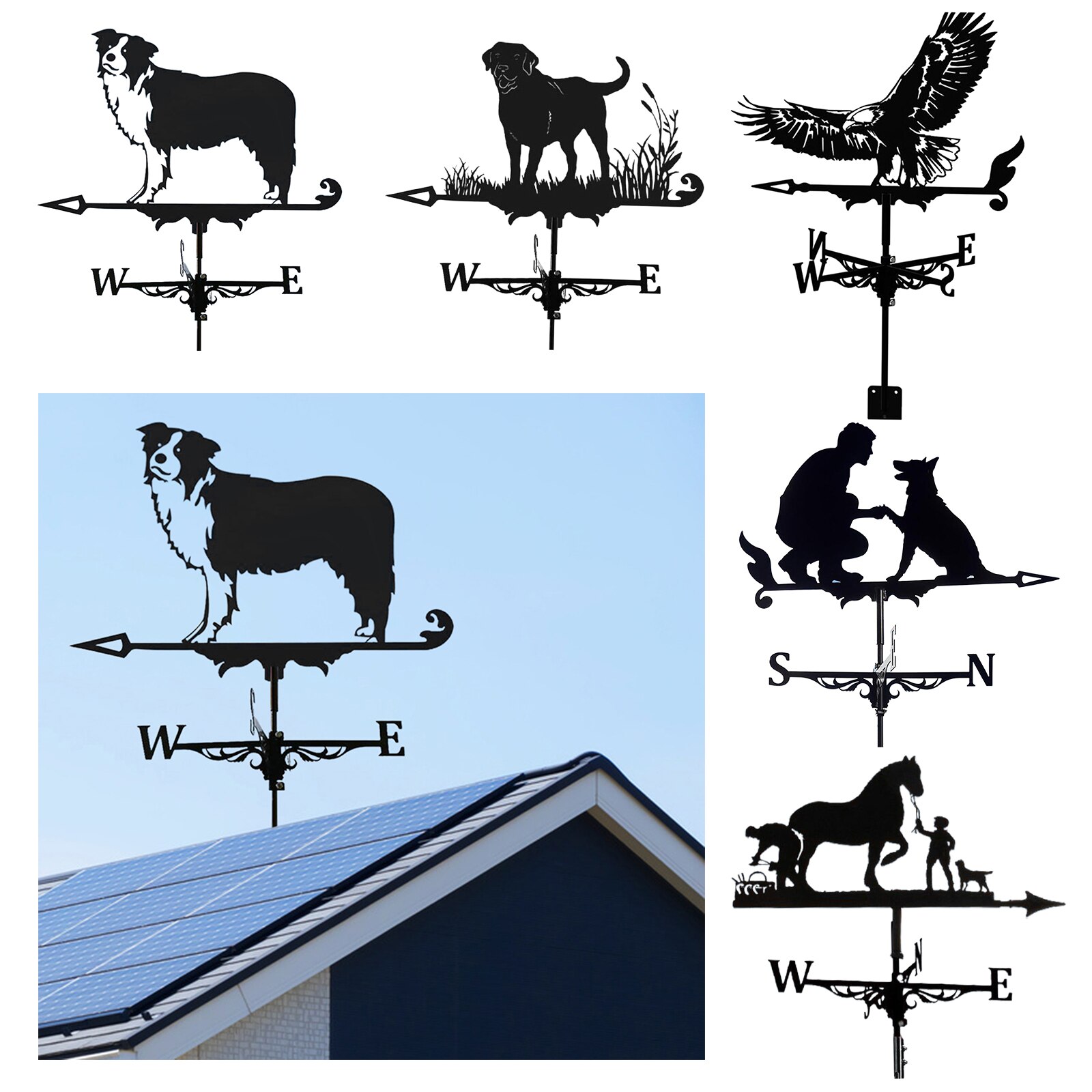 Deluxe Weathervane Dog Horse Animals Garden Ornament Weather Vane