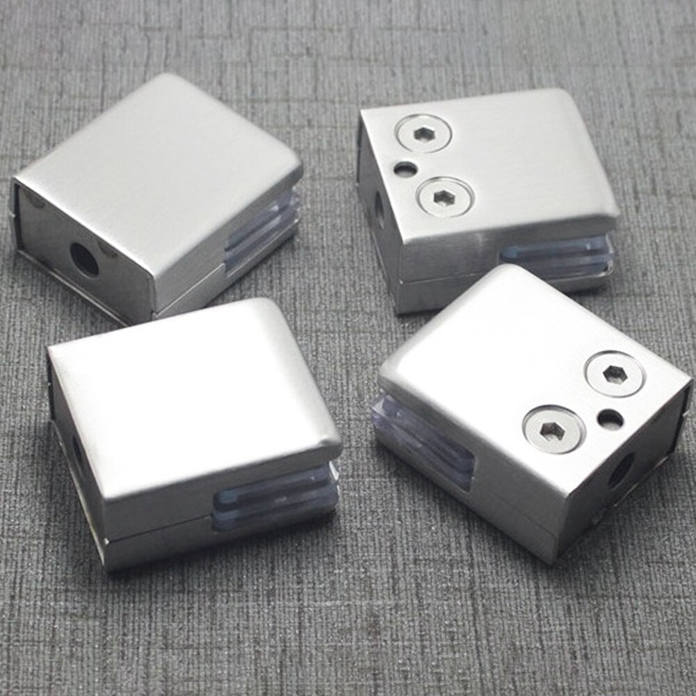 4Pcs Square Stainless Steel Clamps Bracket Holder for Glass Shelf Handrails