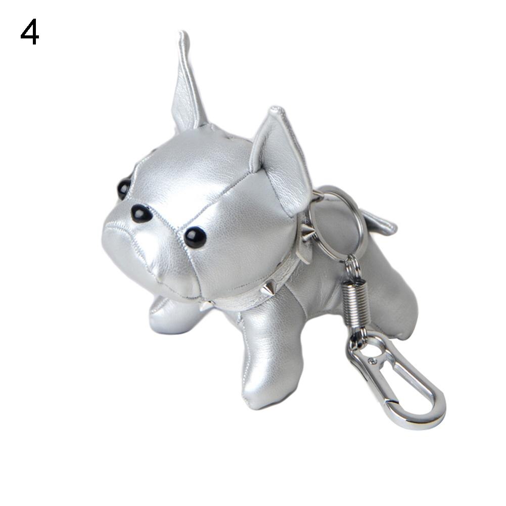 Mini Bulldog Puppy Keychains Faux Leather Doll Key Rings Hanging Pendant Key Holder Charm Bags Decor Car Trinket Punk Chaveiros: 4