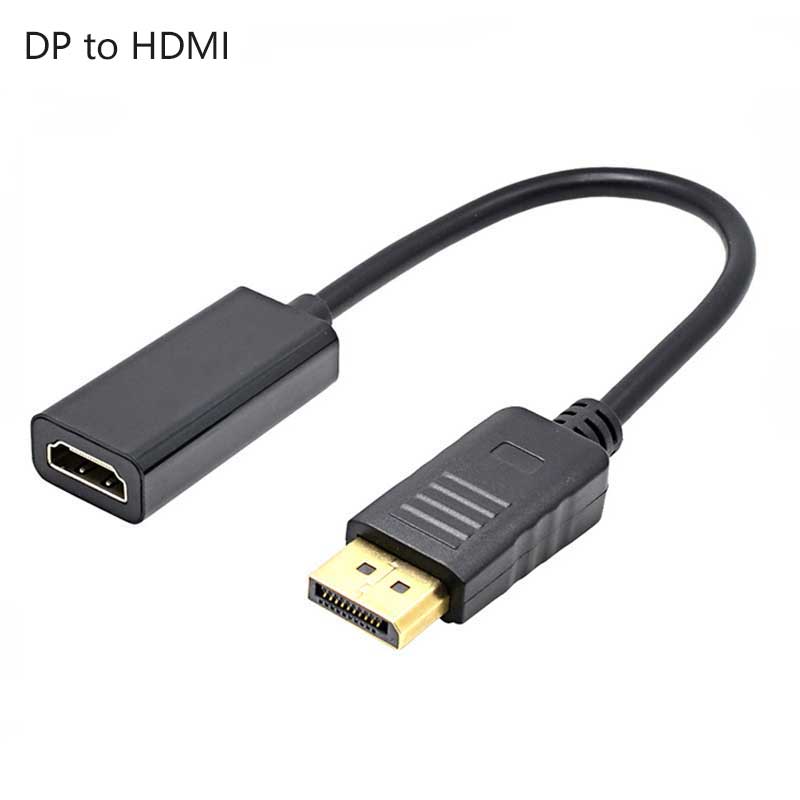 Full HD 1080P DP To HDMI Display Port To Mini HDMI Cable Male To Female DisplayPort Adapter Converter For HDTV Projector HP PC: DP Black