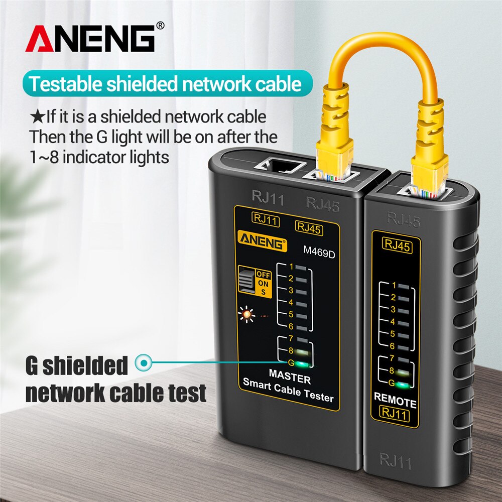 M469D Network Cable Tester Pairing Instrument for RJ11 RJ45 Telephone Lines LED Indicator On-off Long-distance Testing