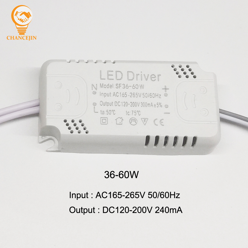 Controlador LED 8-24W 20-36W 36-60W 60-80W para entrada LED de un solo color 165-265V 50/60Hz salida 240mA transformador de iluminación no aislado