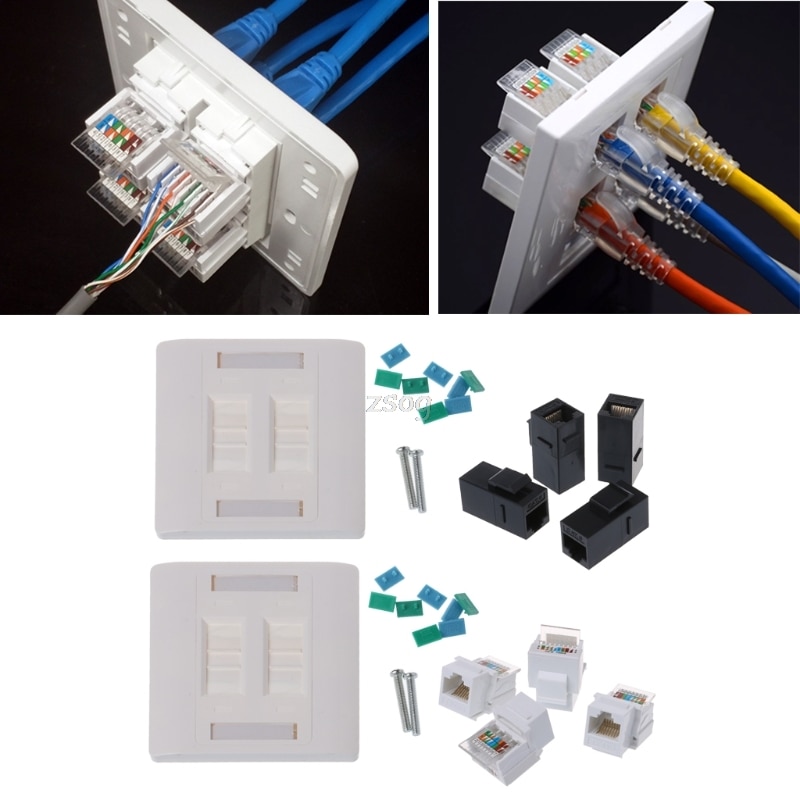 Wall Plate 4 Ports CAT5e/CAT6 RJ45 Network 86mm Standard Wall Plateping Au13 19 Droship
