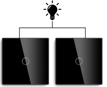 Bseed-Interruptor de escalera intermedio Mvava, 1 Gang, luz esclavo Maestro de la UE, táctil, Panel de cristal blanco y gris, mejora del hogar: Black 2 Pieces