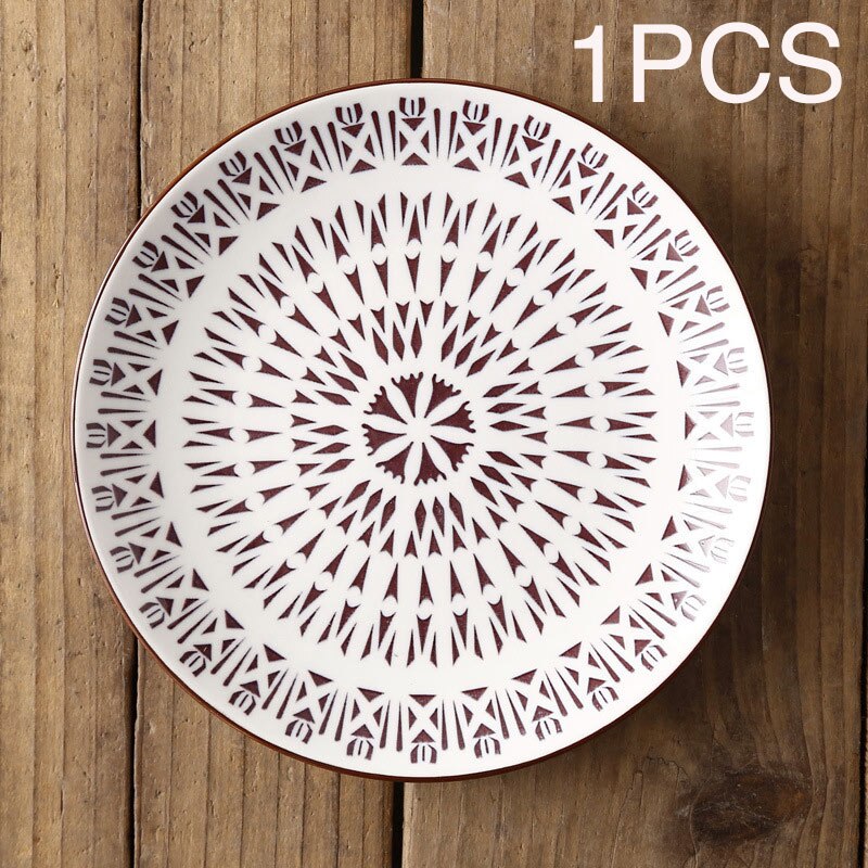 Vajilla de cerámica de estilo occidental para el hogar, plato plano de 8 pulgadas, estilo nórdico japonés, , moderno y Simple: C-16