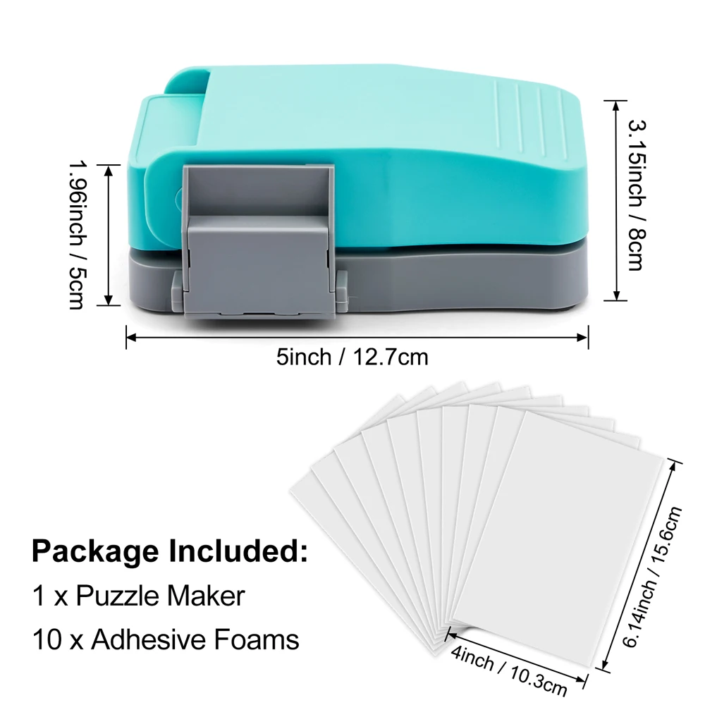 Perforadora de papel para rompecabezas de 12,7x8cm, máquina para hacer rompecabezas DIY, cortador fácil para hacer rompecabezas con 10 tableros de espuma adhesivos, herramienta de juguetes DIY