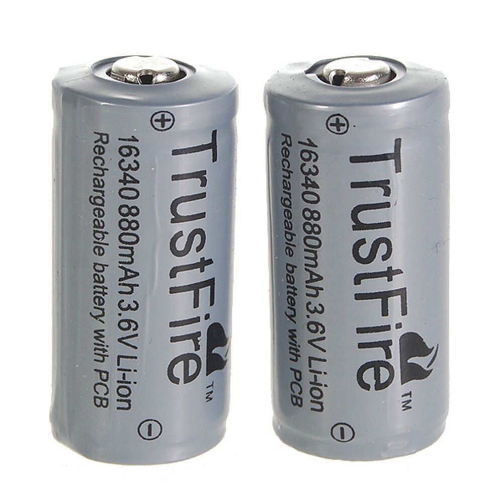 2 Stks/partij Trustfire Beschermd 3.6V 880Mah 16340 Batterijen Oplaadbare Lithium Batterij Met Bescherming Boord