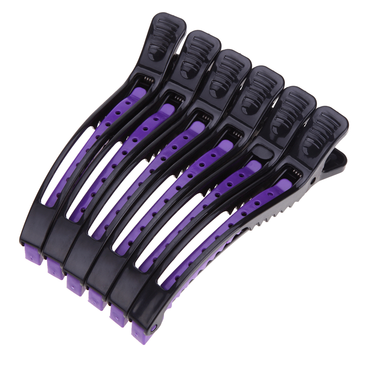 Pinces à cheveux Crocodile Pro Salon de coiffure, 6 pièces/ensemble, Section au sol noir, pinces, épingles à cheveux, bricolage maison, outils de coiffure: 6Pcs purple