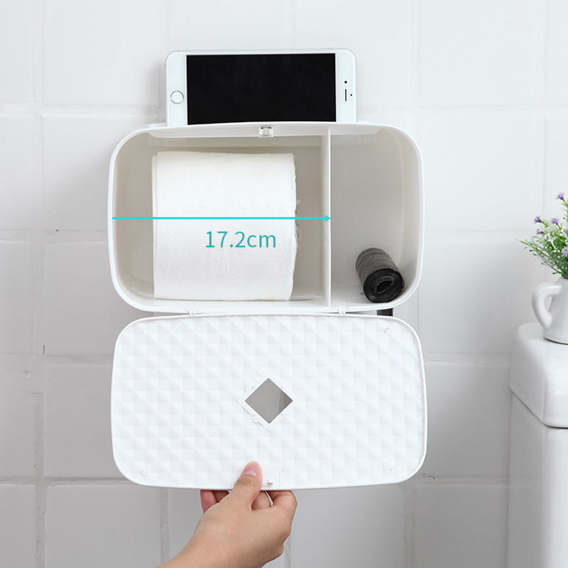 Enup veggmontert toalettpapirholder plastpapir oppbevaringsboks baderomspapir dispenser hjemme bad tilbehør