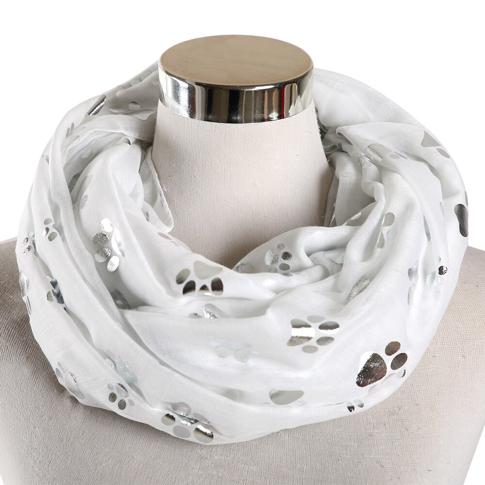 FOXMOTHER Neue Blau Grau Weiß Farbe Folie Splitter Katze Hund Pfote Schal Snood Ring Unendlichkeit Schal Frauen Damen