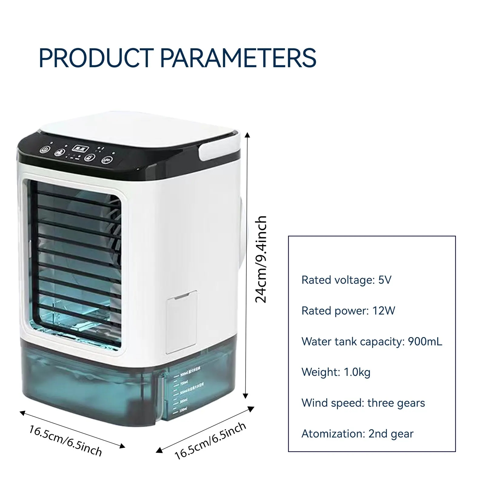 Draagbare Airconditioner 3-Speed Kleine Ac Unit Mini Luchtkoeler 900Ml Watertank Elektrische Ventilator Met Luchtbevochtiger Voor Slaapkamer Kantoor