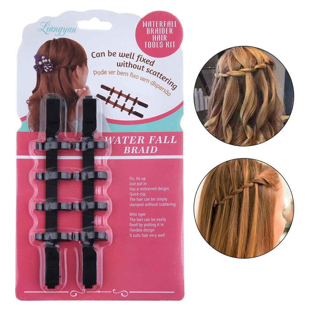 2 Pcs Waterval Gevlochten Schepper Plastic Styling Tools Zwart Haar Vlecht Maker Styling Tool Haar Apparaat Duizendpoot Vlechten