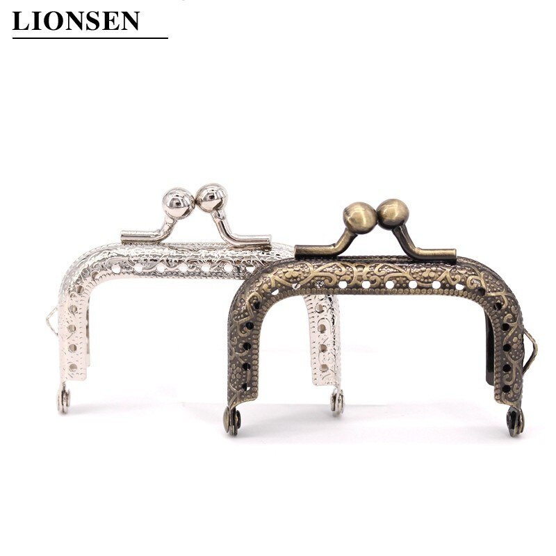 LIONSEN 2 uds. 6,5 cm antiguo bronce Plata cuenta Cabeza Cuadrada Metal monedero marco Kiss clasp DIY accesorio de bolsa: Mix