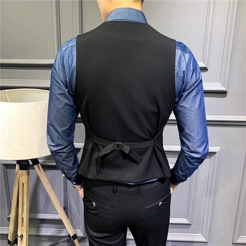 Men's Classic Formal Business Slim Fit Chain Dress Vest Suit Tuxedo Waistcoat Mens Wedding Vest