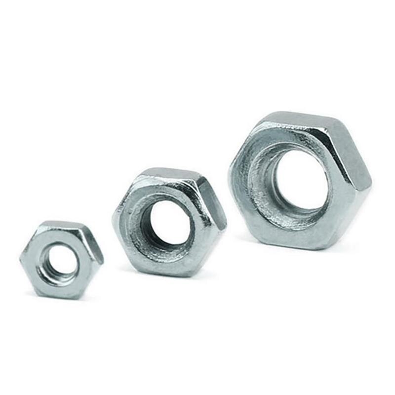 10pcs M2 M3 M4 M5 M6 M8 M10 M12 Hex Full Nut Hexagon Nuts Din 304 Steel Lock Nut