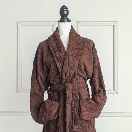 Peignoir de bain chocolat uni 100 % coton