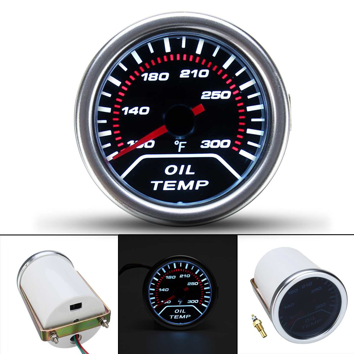 Universal 2" 52mm Car Gauges Boost Gauge Bar EXT Water Temp Oil Temp Gauge LED Light Display: Oil Temp