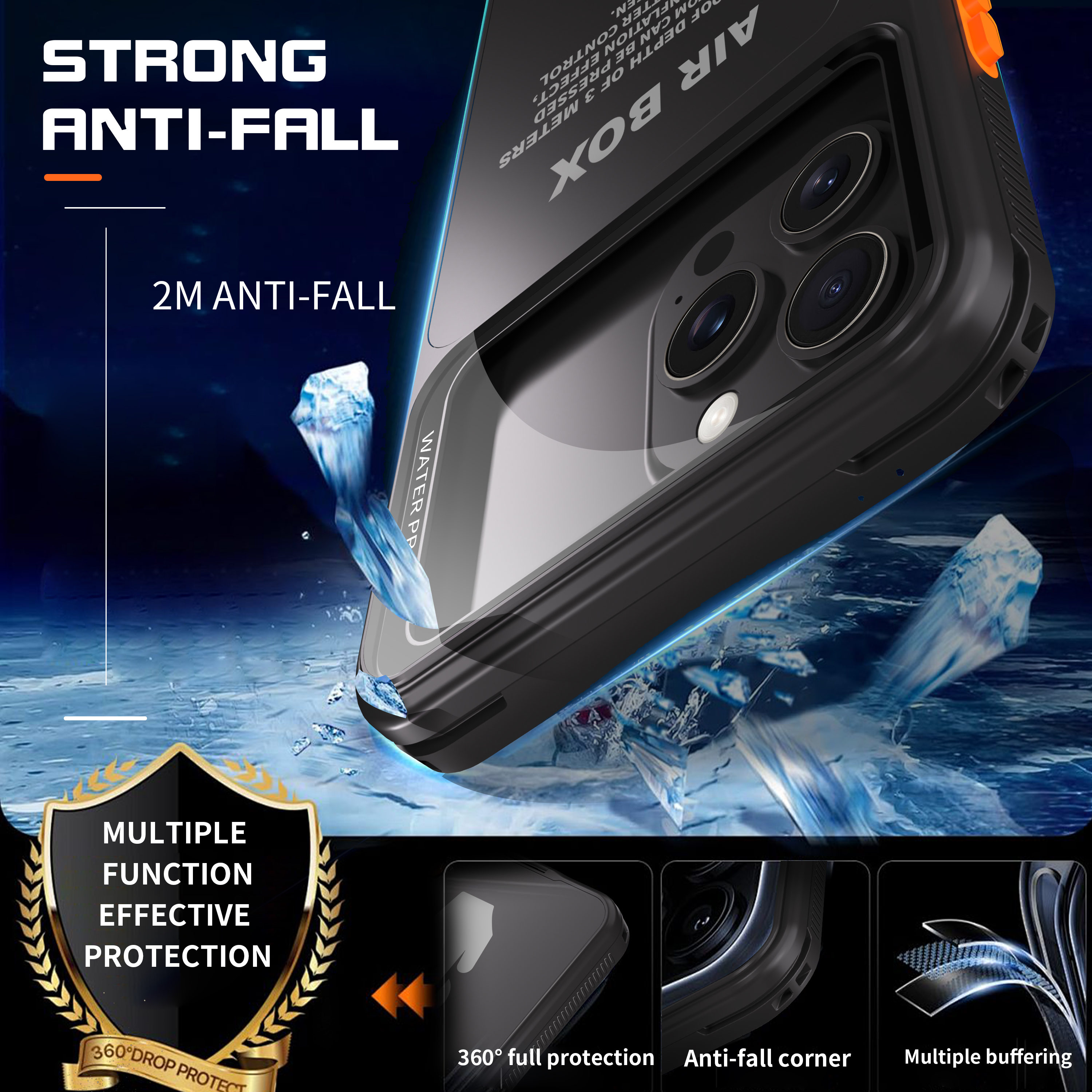 Coque de téléphone étanche IP68, étui pour Apple iPhone 15 14 13 12 Pro Max Plus, résistant aux chocs et aux chutes, pour prise sous-marine, natation et plongée