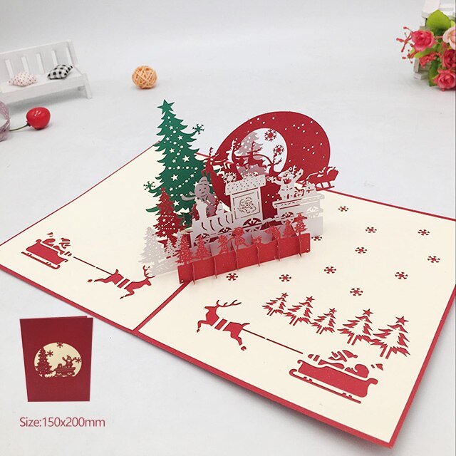 Kerst Kaart 3D Pop Up Kaarten Vrolijk Kerstfeest Winter Wenskaarten Sneeuwvlok: 14