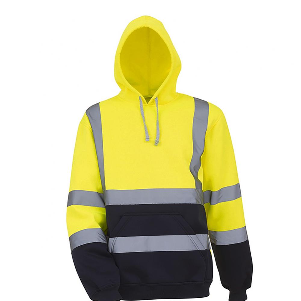 Sudadera de manga larga con capucha para hombre, abrigo reflectante de alta visibilidad: L / YELLOW