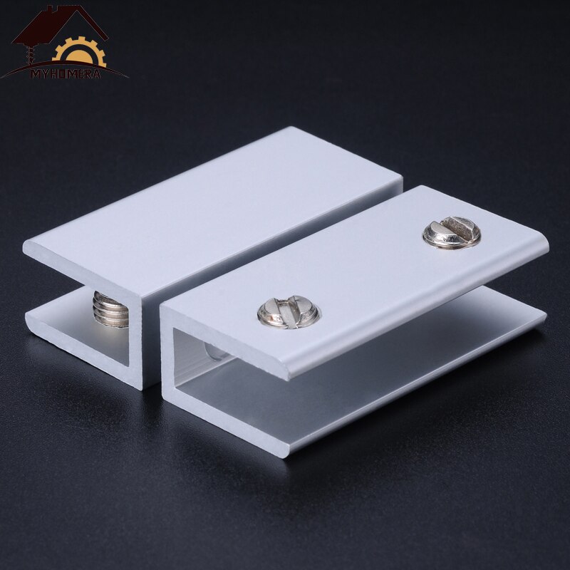 Myhomera 2 stk glass klemmer glass støtte for 5/8/10mm glassklemmer bord hyller holder hjørnestøtten klemme aluminium 6 størrelse