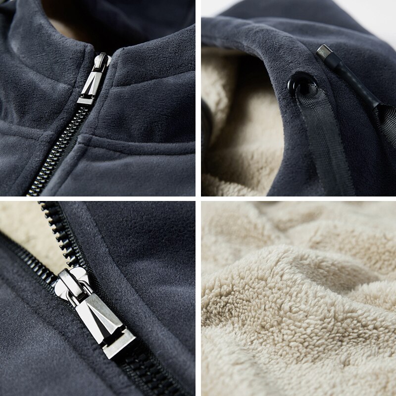 Mountainskin vinter fleece hoodie sweatshirt herr tjock varm kappa manlig enfärgad jacka herr märkeskläder 8xl sa811