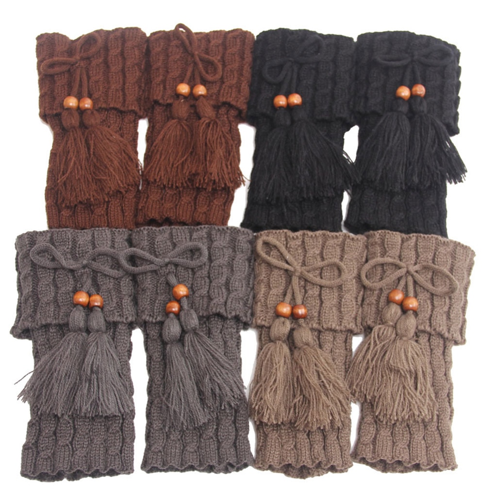 1 Pair Knitted Leg Warmers Women Crochet Boot Cuffs Leg Warmer Woman Boho Boots Socks Lady Winter Boot