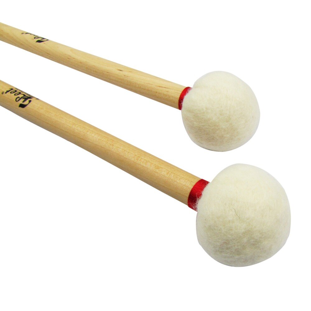 1 Pair Timpani Mallets Drumsticks Percussion Sticks Maple Handle Soft Wood Core Head Drum Accessories
