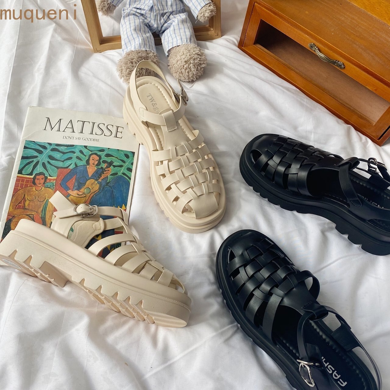 Low Sandals Leather Shoes Lady Suit Female Beige Espadrilles Platfor