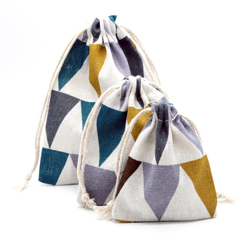 1pc store bomuldsposer 19 x 24cm forskellige designs snoreposer linned taske kosmetik boutique smykker emballage poser: D11