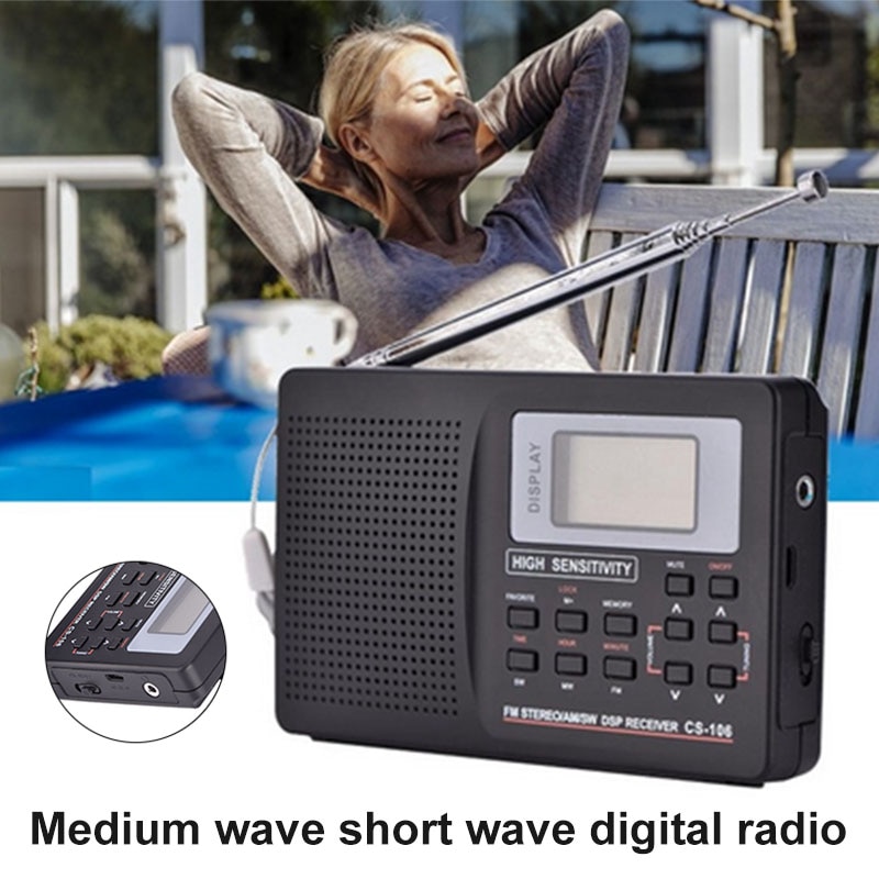 Portable Digital World Full Band Radio Receiver AM/FM/SW/MW/LW Radio with External Antenna JR Deals