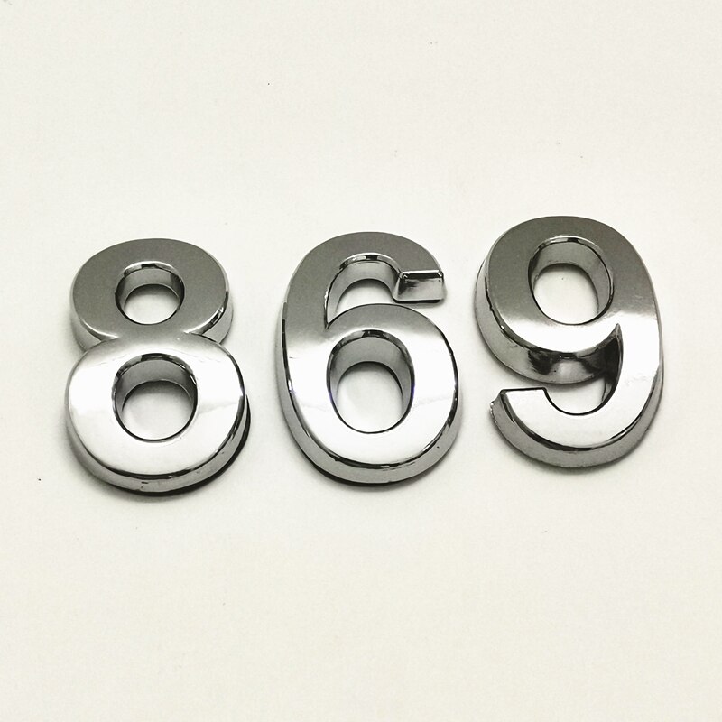 Zilver Huis Nummer Stickers 35Mm 3D Teken Plating Gate Cijfers 0 Tot 9 Deur Adres Cijfers Sticker Plastic Plaat teken Tag