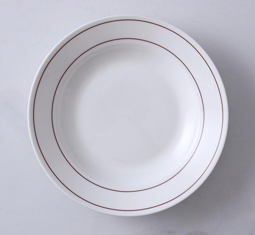 Line Ceramic Plates Nordic Breakfast Dessert Cake Pasta Bread Personality Simple Home Restaurant Durable Deep Plates: white