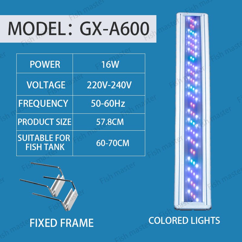 Fish tank light led light aquarium full spectrum brightening waterproof lighting grass tank light energy grass lamp: 60CM color