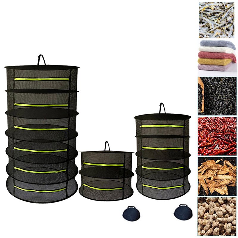 Malla plegable para secar hierbas, rejilla con cremallera para colgar bolsas de pesca, para hierbas, brotes, granos, tela, 2/4/6 capas