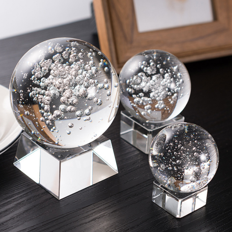 6/8Cm Helder Glas Bubble Bal Kristallen Bol Feng Shui Magische Kristallen Bol Slaapkamer Desktop Home Decor Ornamenten fotografie Prop