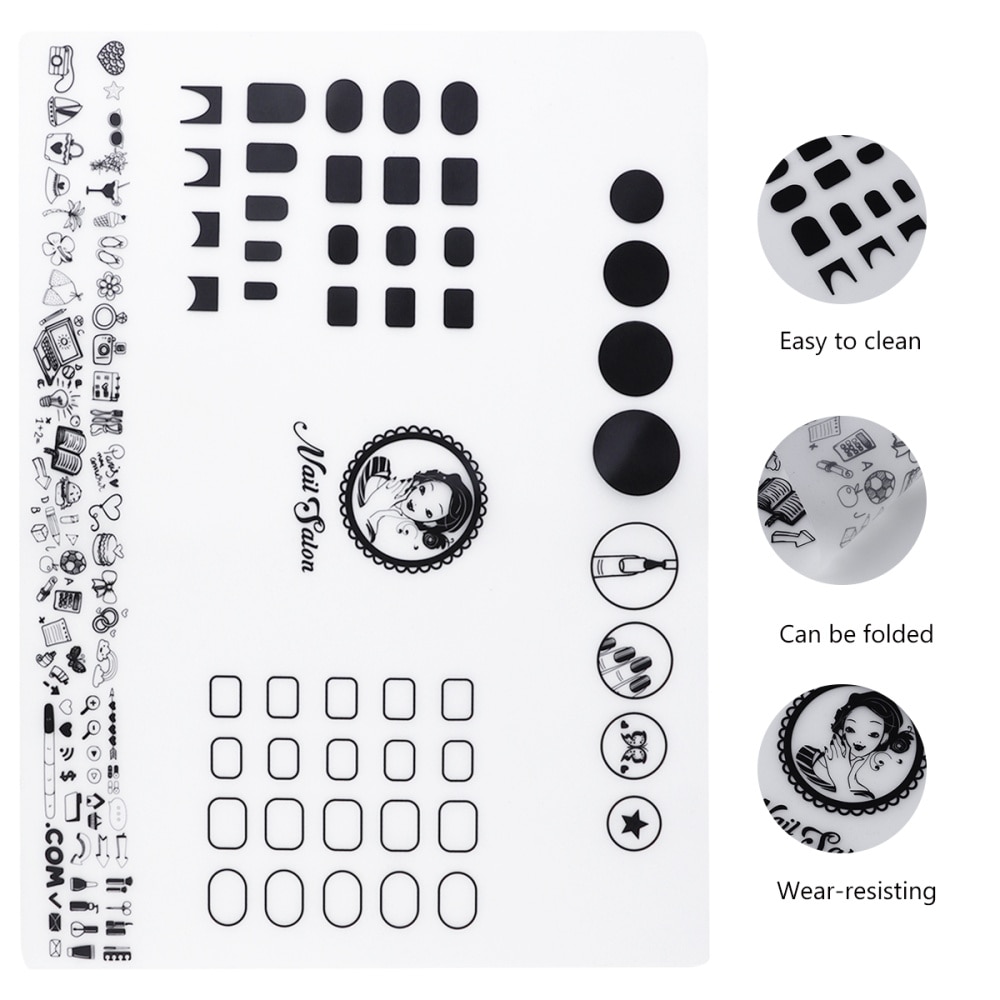 Nails Silicone Mat Nail Art Stamping Mats Manicure Mat Nail Polish Coloring Practice Pad Nail Sticker Guide Printing Table Cover