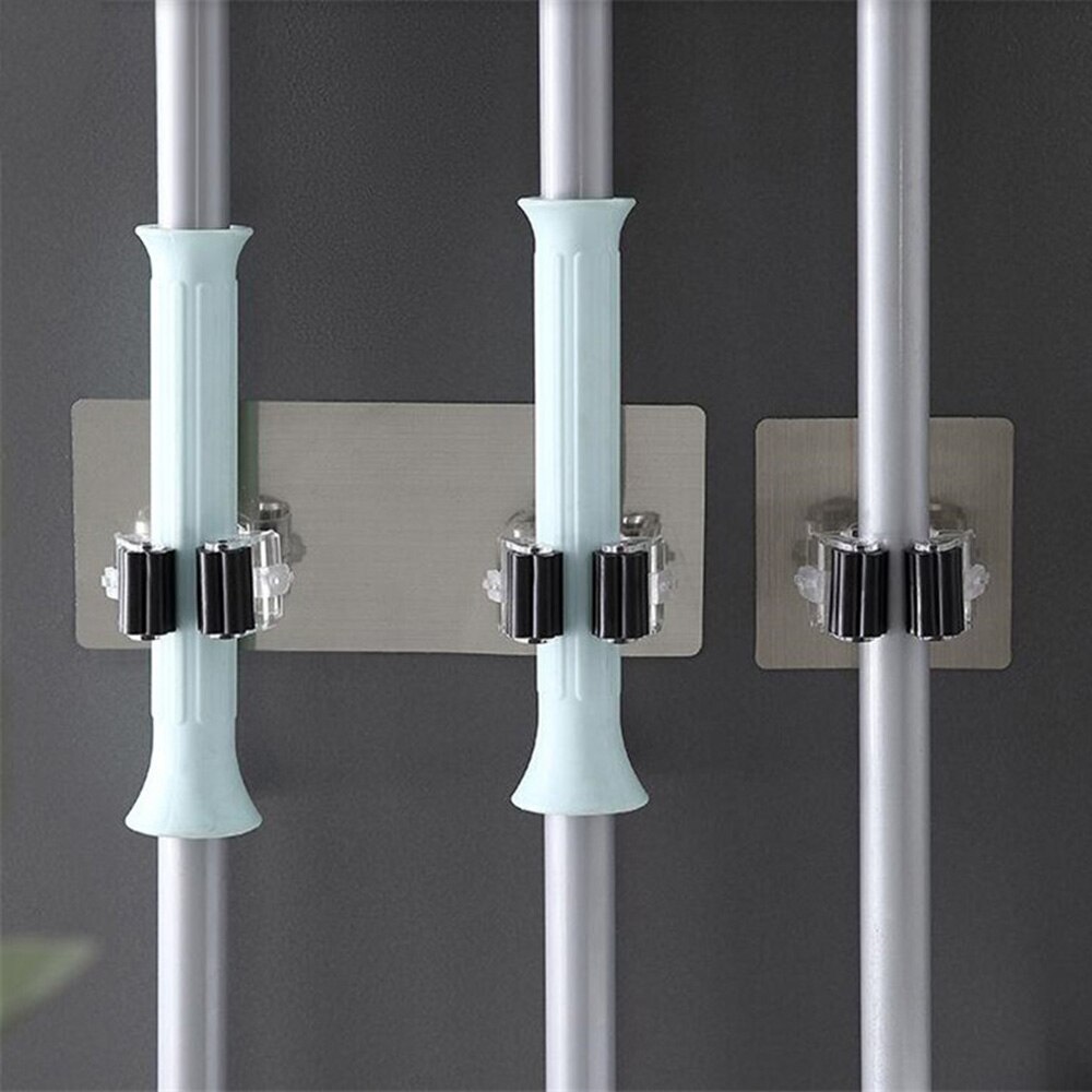 Pince à balai adhésive pour montage mural, support de salle de bain, outils ménagers, fournitures de vie, 2 pièces