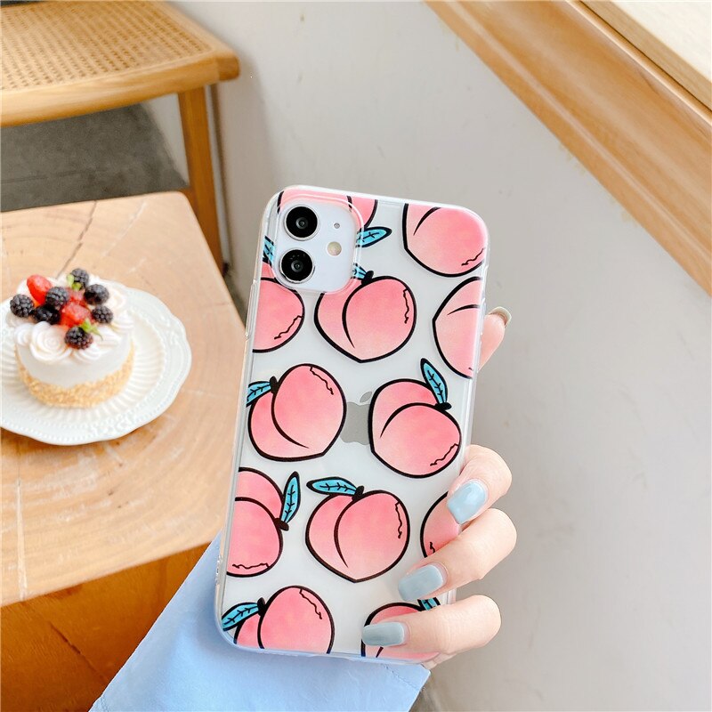 Cute Peach Phone Case For Xiaomi Redmi Note 10 9 8 Pro Note 7 8t 9s 9 lite 9t A3 Back Cover Summer Transparent Soft Capa